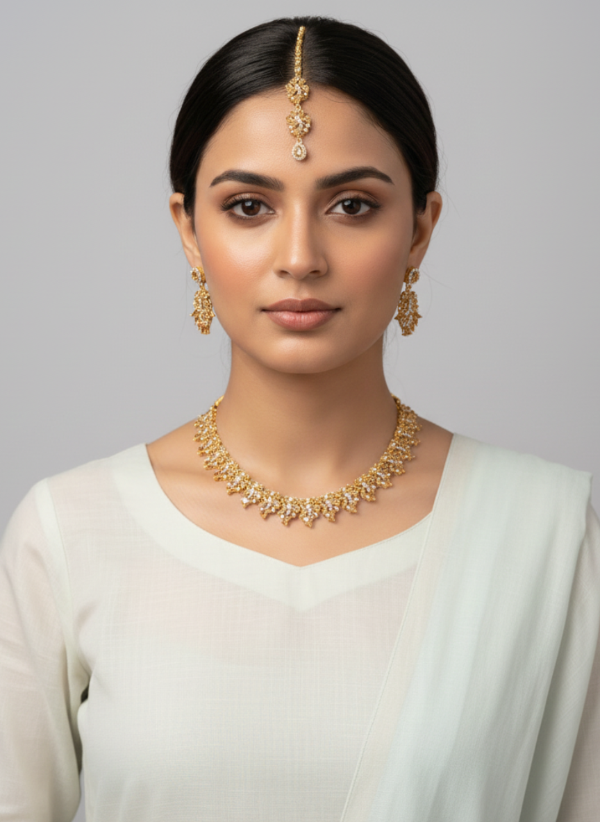 One carat Necklace with stone work