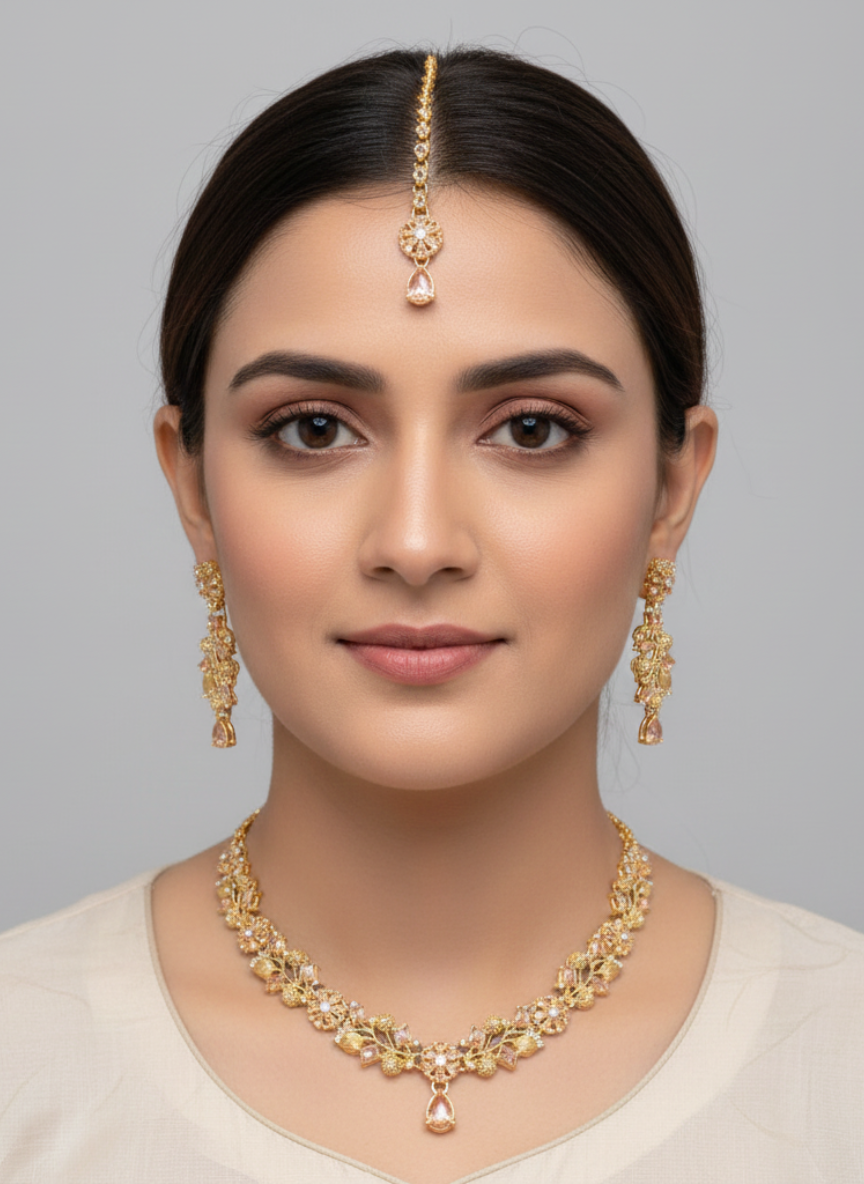 One carat Necklace with stone work