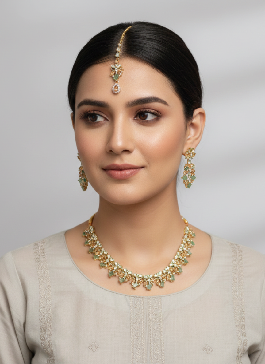 One carat Necklace with stone work