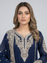 3 pcs chiffon plazo outfit with long kurta.