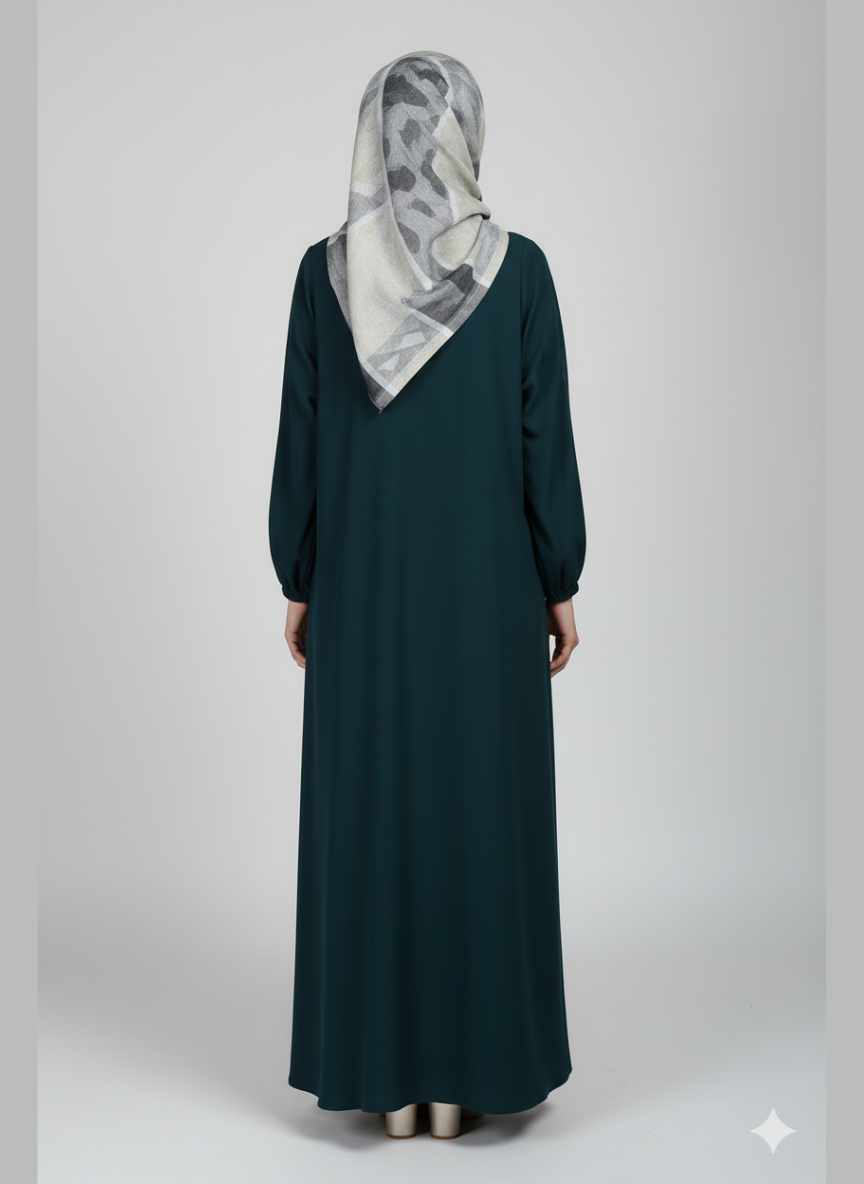 High-quality Nida fabric Abaya with Buttons and Tussles
