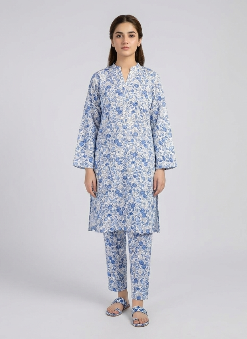 2 Piece Printed Linen Dress