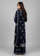 3pc lilen shifli and embroidered angrakha frock with sharara