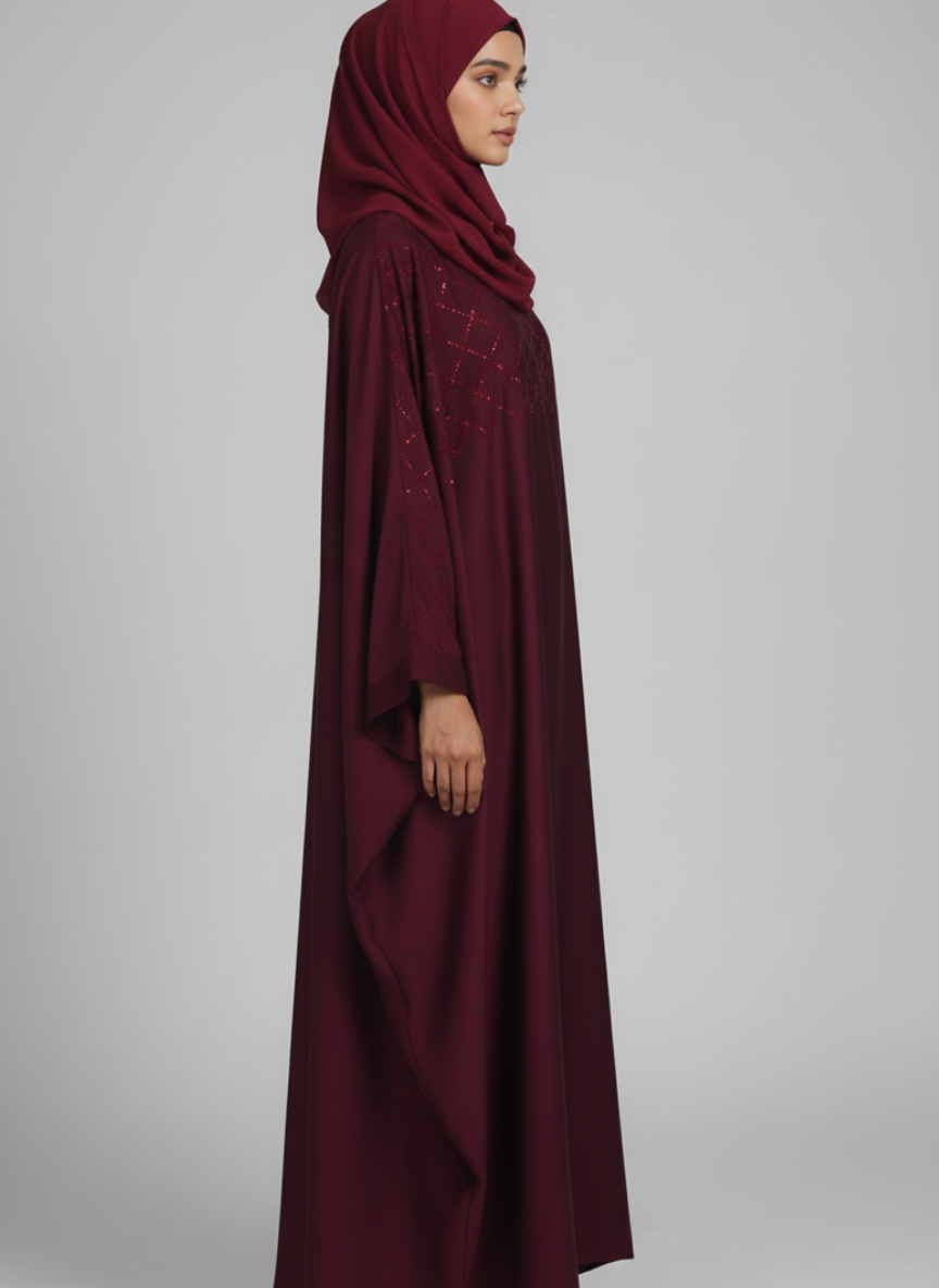 Plain Butterfly Abaya with Stone work
