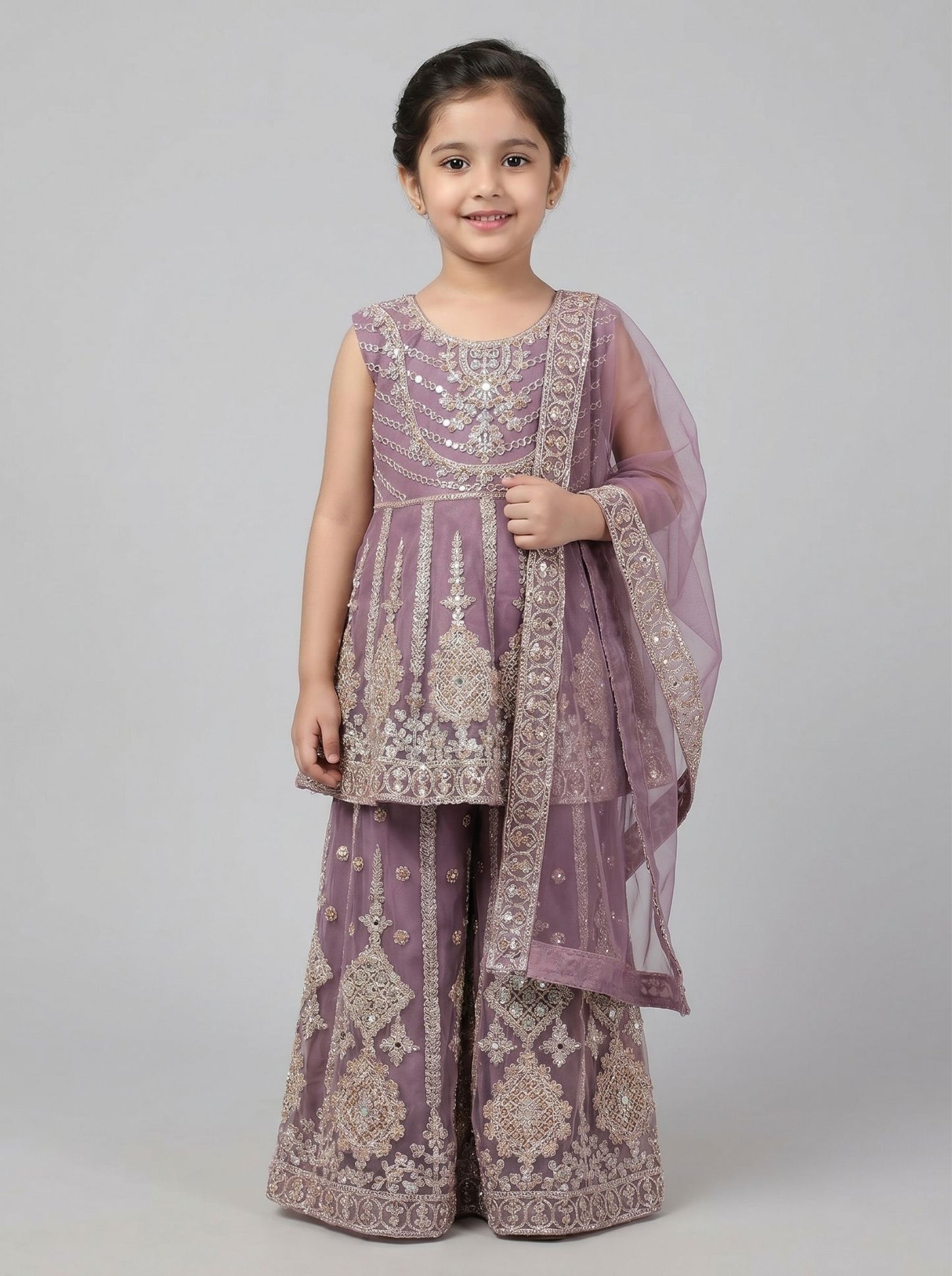 Fancy Sharara outfit on cotton net
