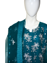 3 pcs soft organza with tilla and Sitara work