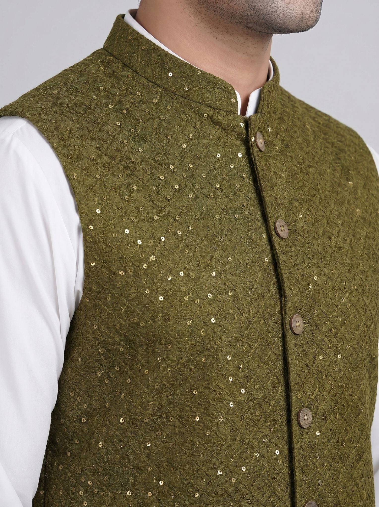 Boski Qameez Shalwar with fancy waist coat.
