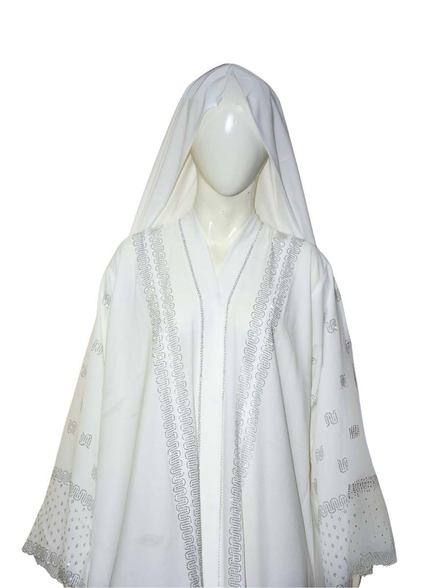 Nida fabric Abaya with Silver stone work