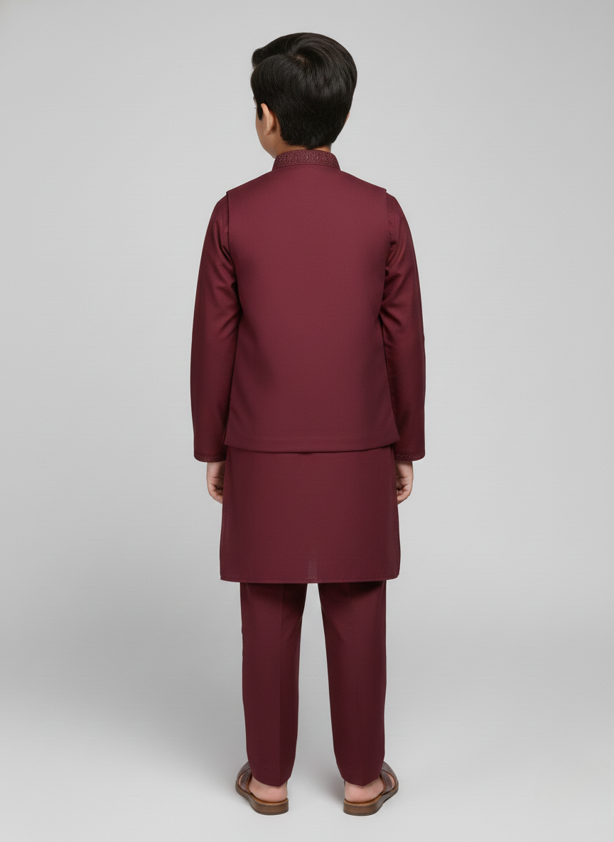3 pcs kids Kurta Trouser with waistcoat