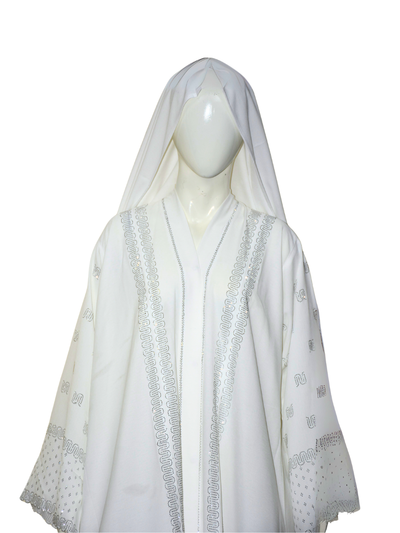 Nida fabric Abaya with Silver stone work