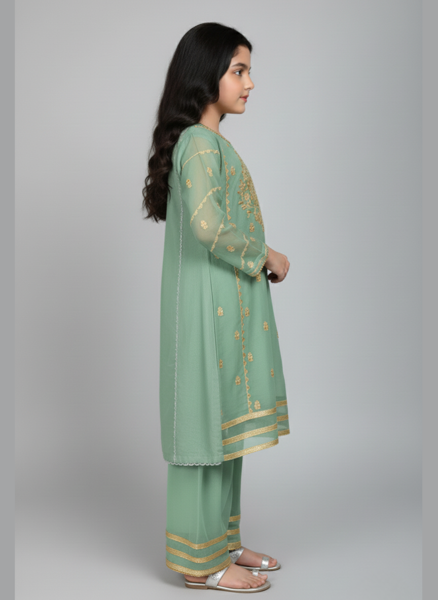 3 pcs chiffon Girls Gharara