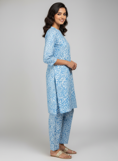 2 PC Printed Linen Dress
