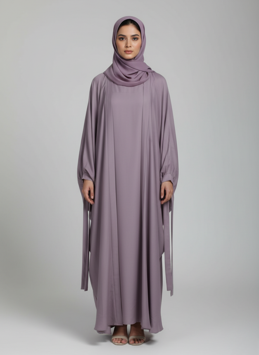Chiffon butterfly Abaya with separate upper and inner
