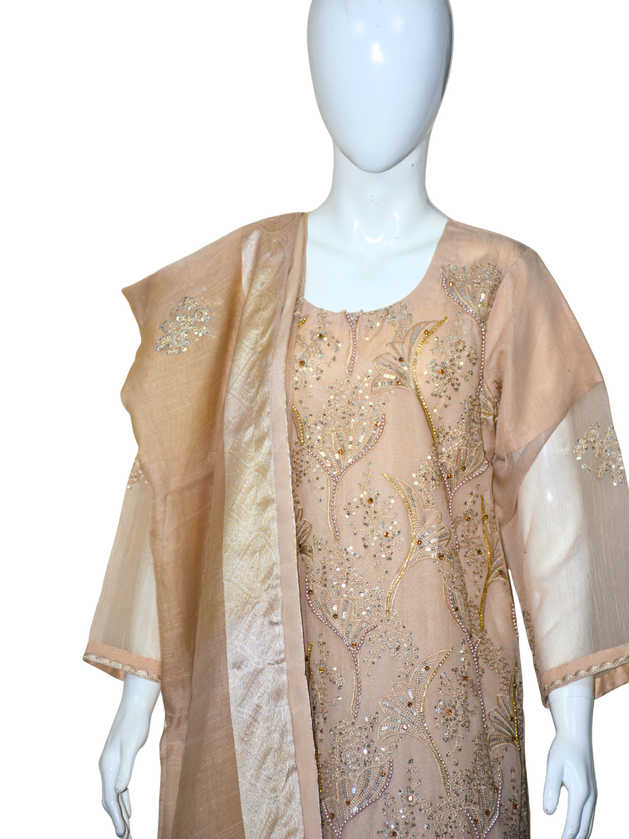 3 pcs Tilla and pearl work dress