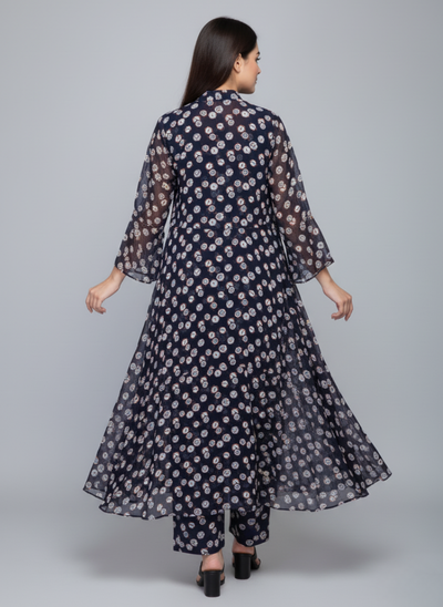 Front open 3 pc Chiffon Gown dress