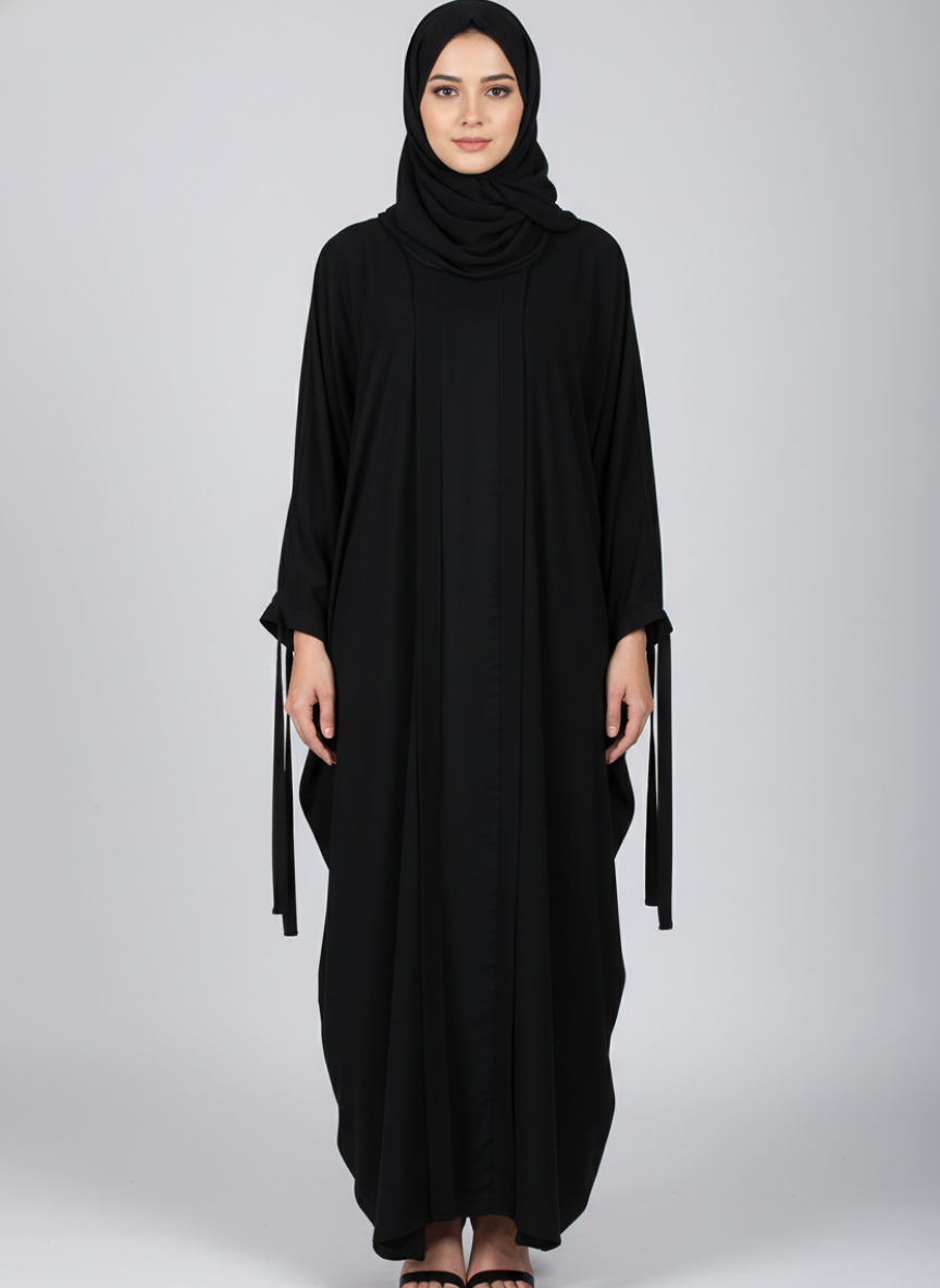 Chiffon butterfly Abaya with separate upper and inner