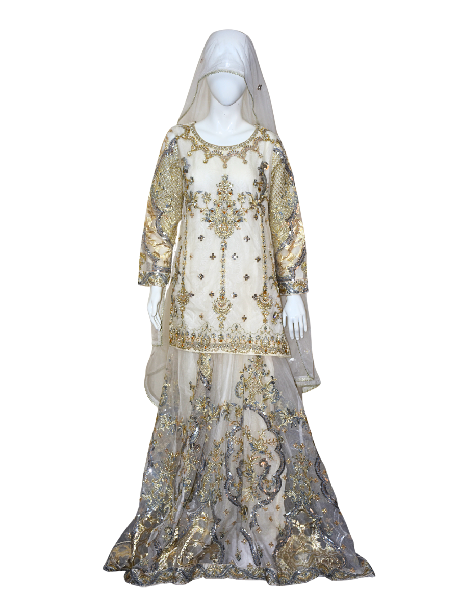 Soft Organza Lehnga with Tilla, Sitara and Thread Work