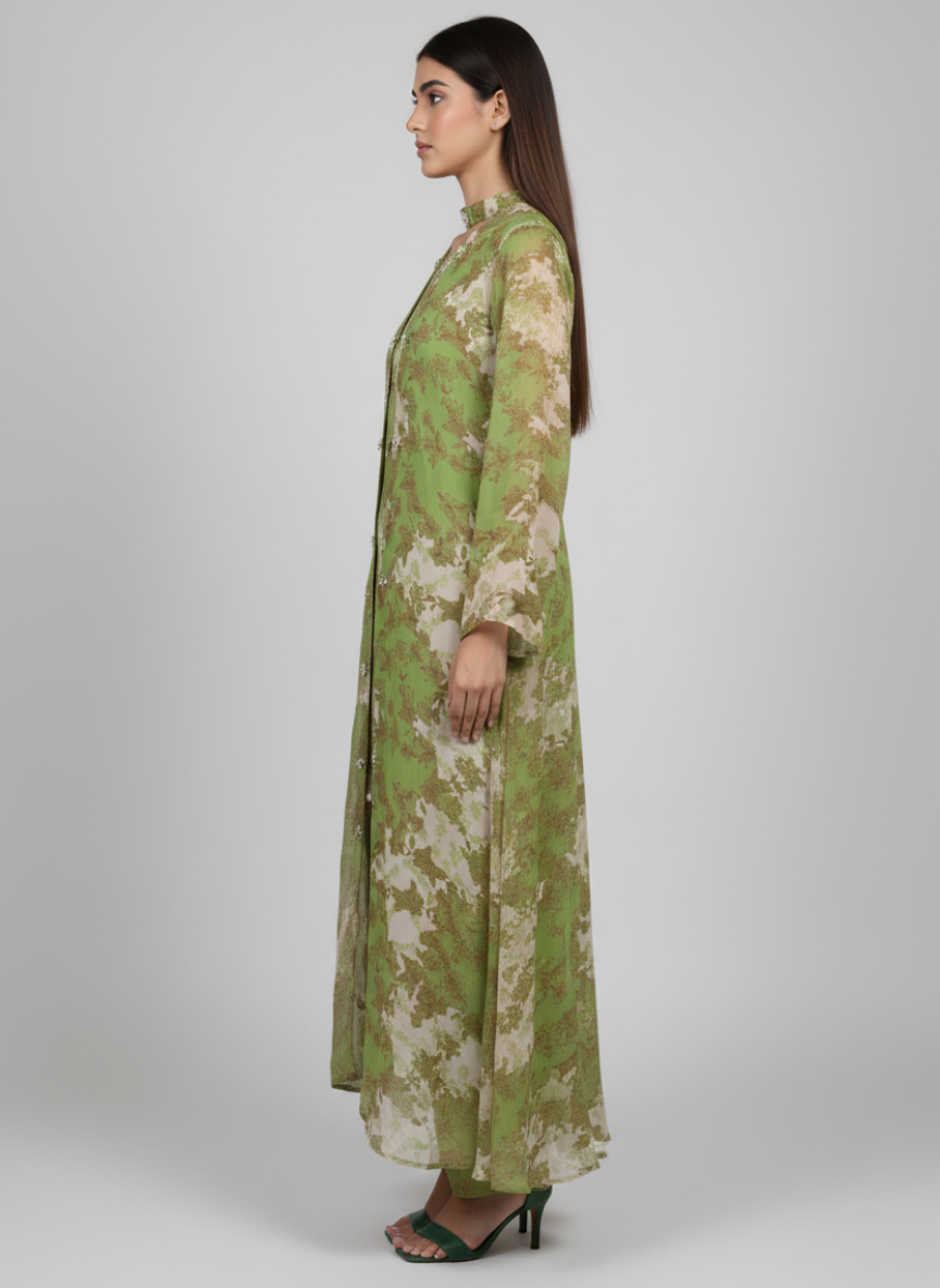 Front open 3 pc Chiffon Gown dress