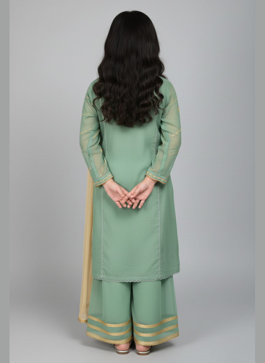 3 pcs chiffon Girls Gharara