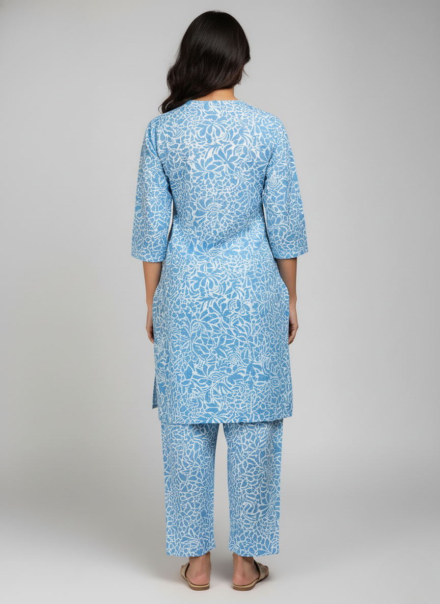 2 PC Printed Linen Dress