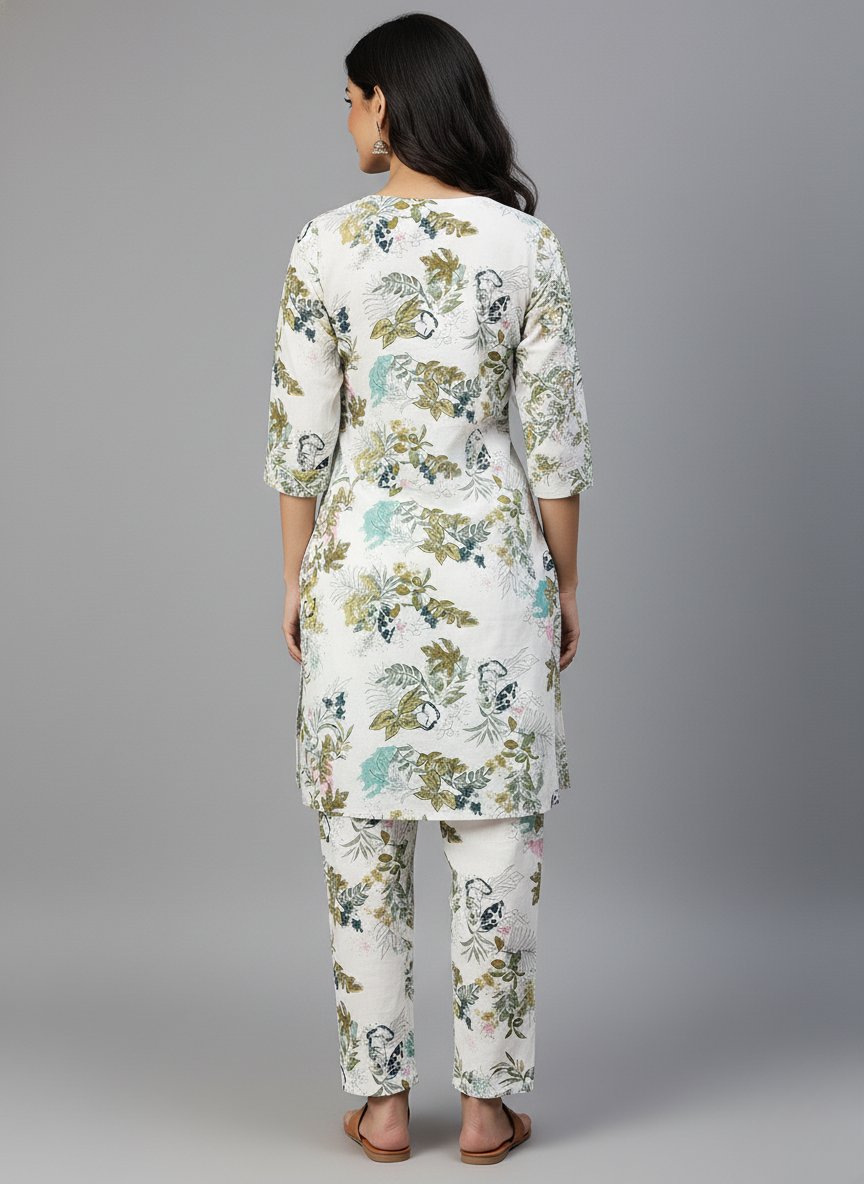 2 PC Printed Linen Dress