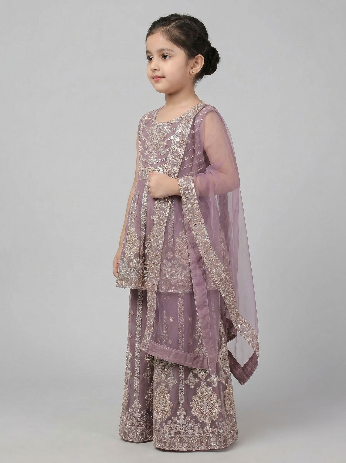 Fancy Sharara outfit on cotton net