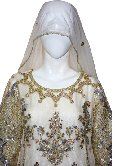 Soft Organza Lehnga with Tilla, Sitara and Thread Work