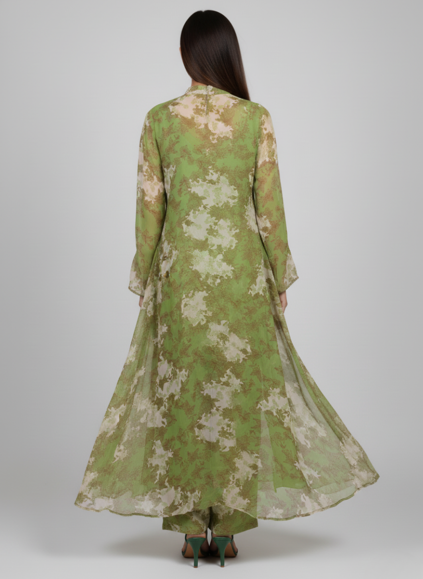 Front open 3 pc Chiffon Gown dress