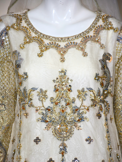 Soft Organza Lehnga with Tilla, Sitara and Thread Work