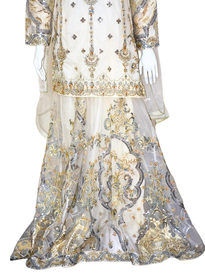 Soft Organza Lehnga with Tilla, Sitara and Thread Work