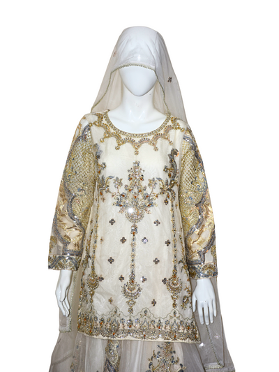 Soft Organza Lehnga with Tilla, Sitara and Thread Work