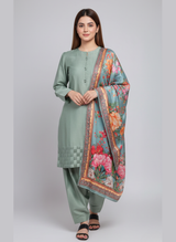 3 pc silk dress with Farshi Shalwar