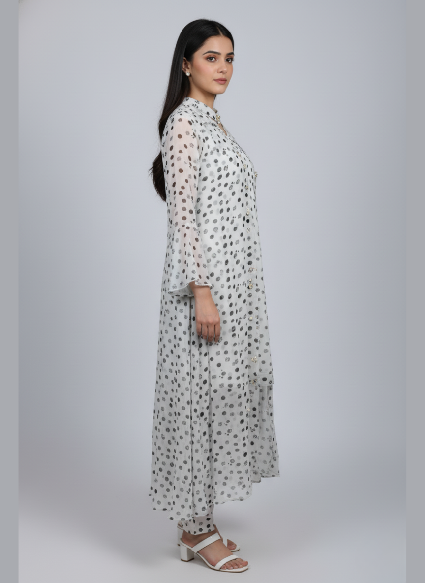 Front open 3 pc Chiffon Gown dress