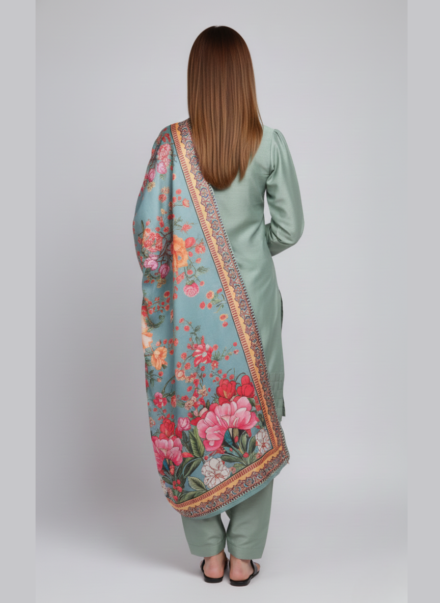 3 pc silk dress with Farshi Shalwar