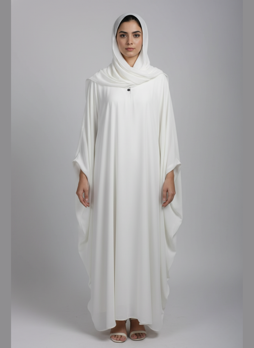 Chiffon butterfly Abaya with a separate upper and inner layer