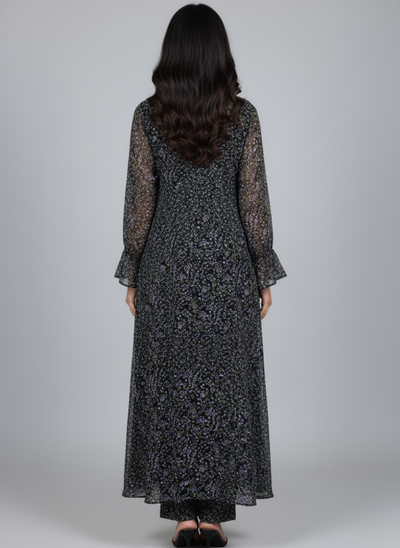 Front open 3 pc Chiffon Gown dress