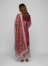 3 pcs cotton dress with sitara and pearl work