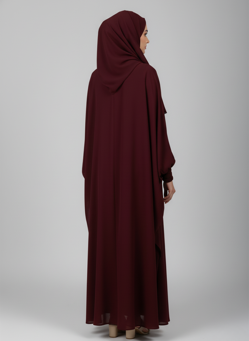 Chiffon butterfly Abaya with a separate upper and inner layer