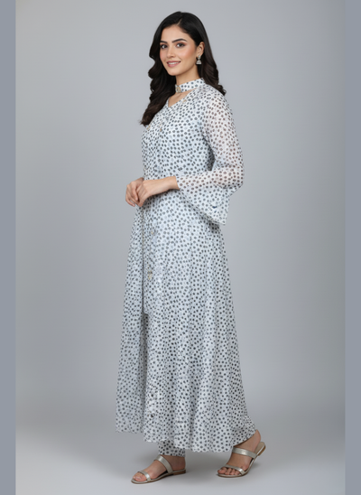 Front open 3 pc Chiffon Gown dress