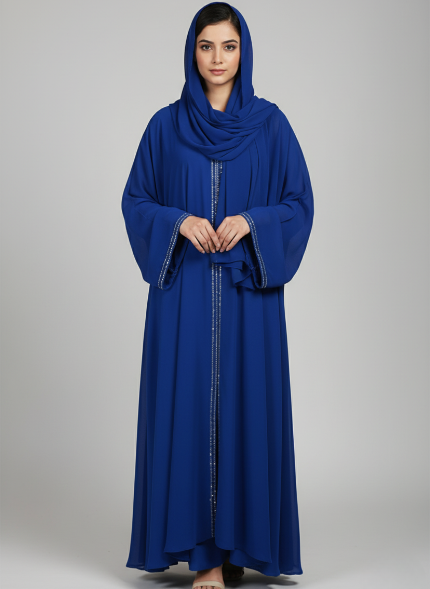 Chiffon Straight Abaya with a separate upper and inner layer