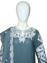 3 pc Embroidered Arabic linen dress