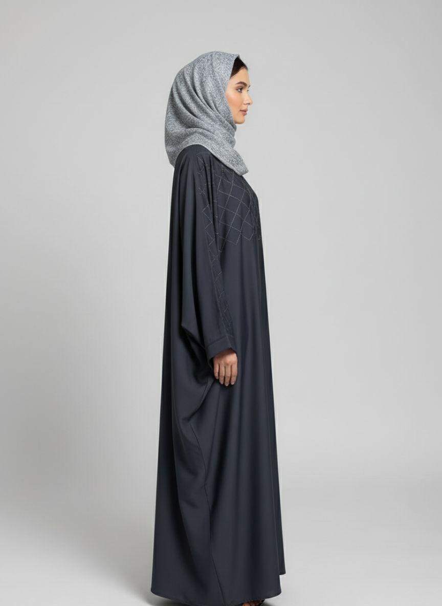 Plain Butterfly Abaya with Stone work