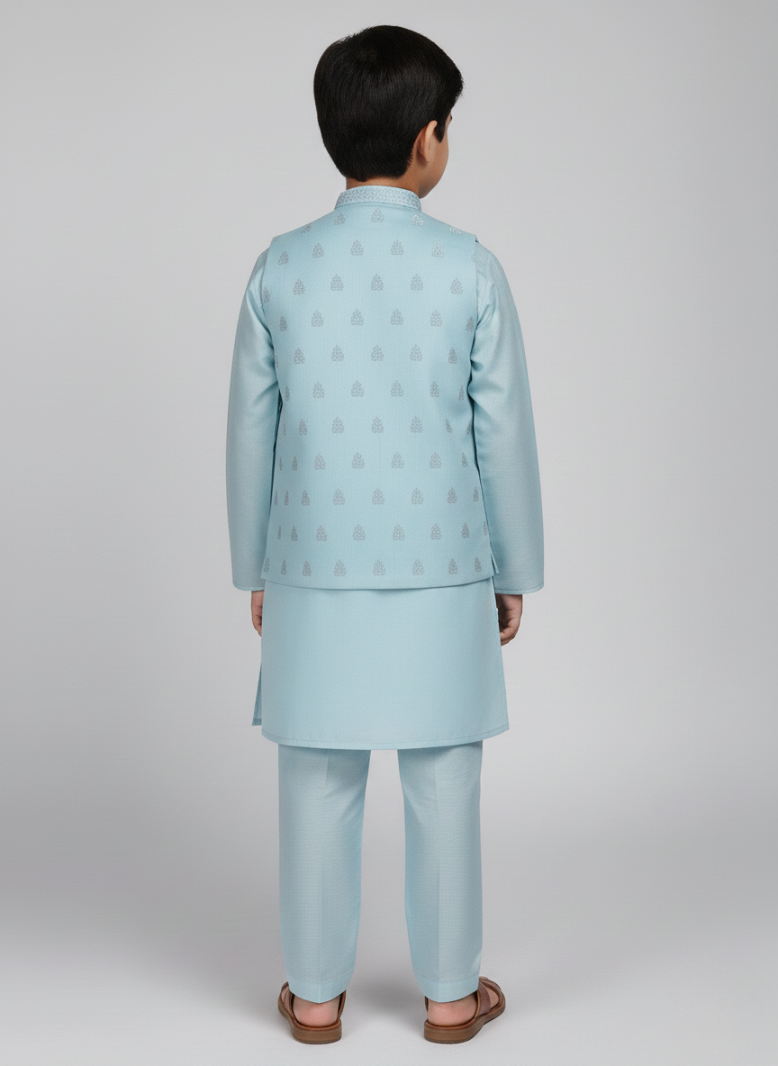 3 pcs kids Kurta Trouser with waistcoat