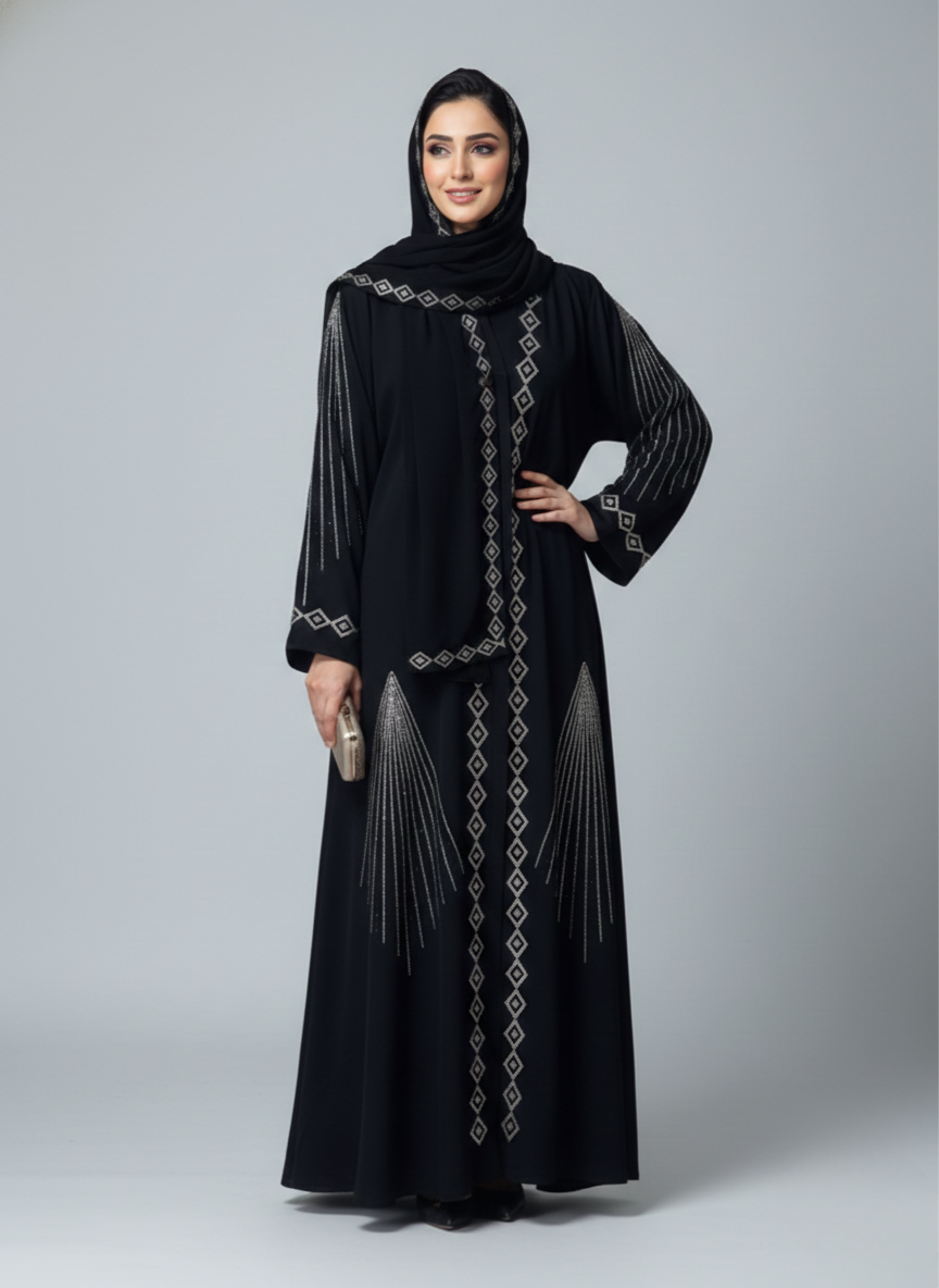 Stone Work Abaya