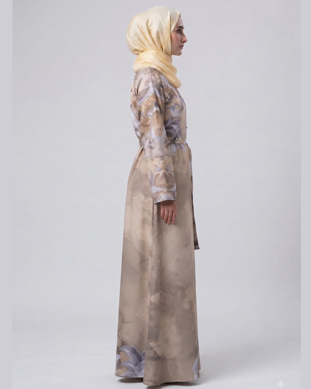 Front closed gown style silky Abaya