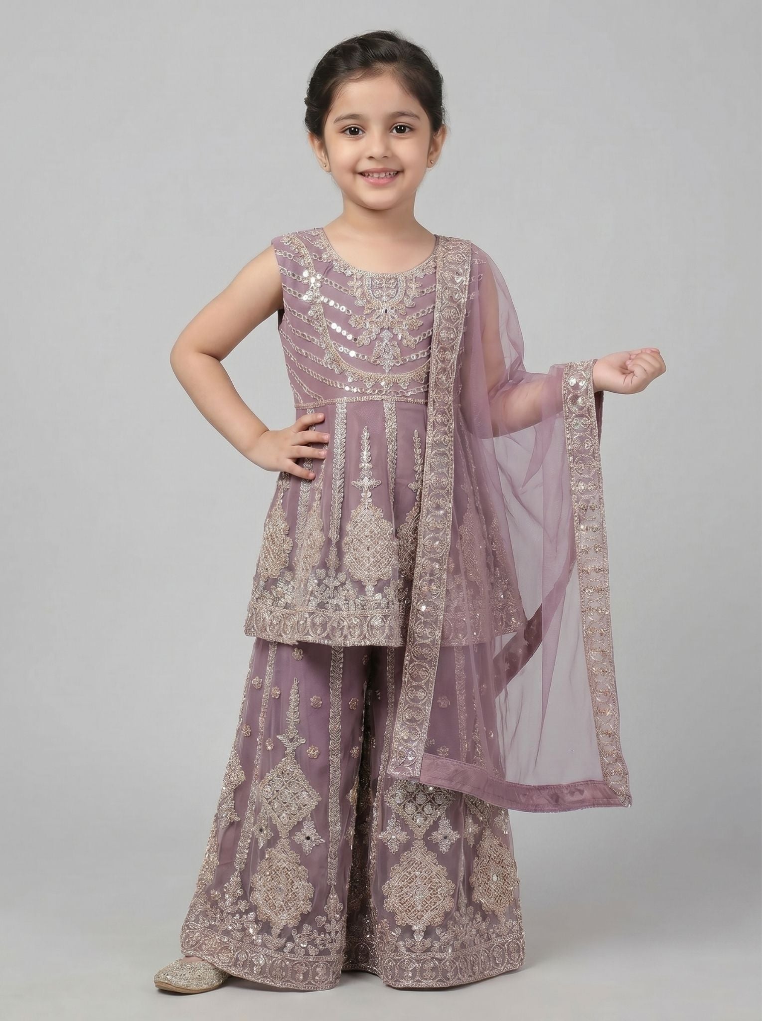 Fancy Sharara outfit on cotton net