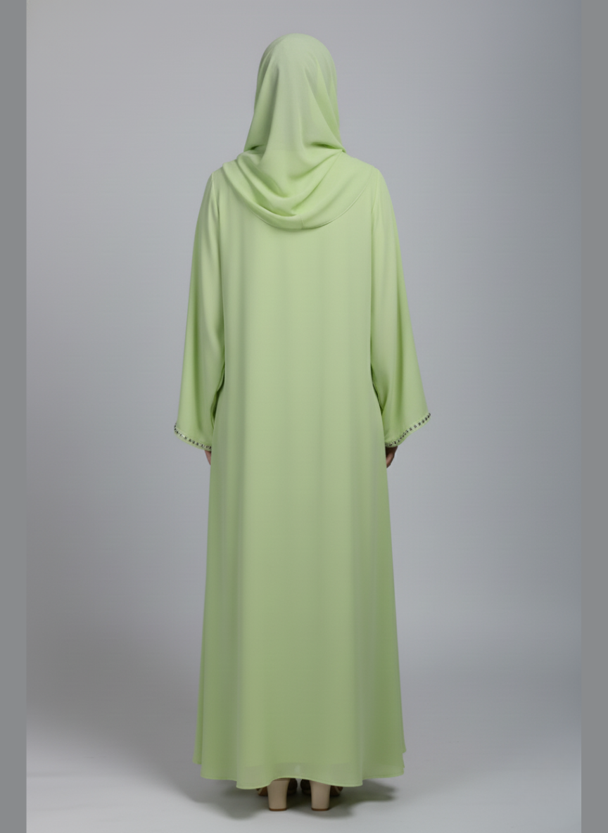 Chiffon Straight Abaya with a separate upper and inner layer