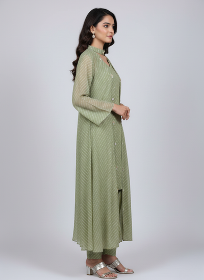 Front open 3 pc Chiffon Gown dress