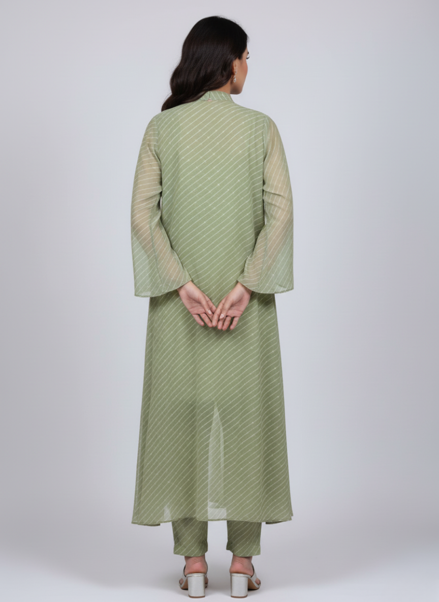 Front open 3 pc Chiffon Gown dress