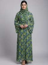 Chiffon printed Straight Abaya with separate upper and inner